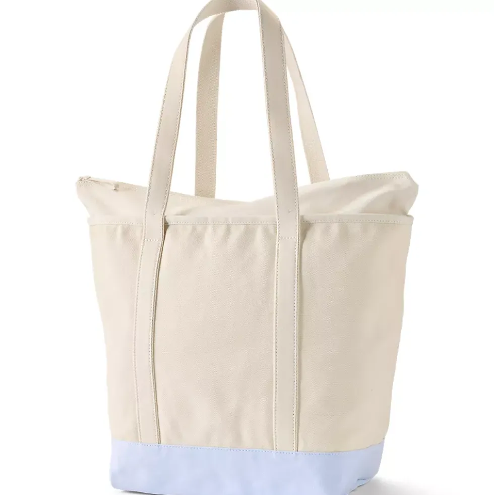 Medium Print 5 Pocket Open Top Canvas Tote Bag