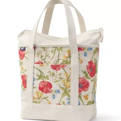 Medium Print 5 Pocket Open Top Canvas Tote Bag