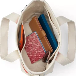 Medium Print 5 Pocket Open Top Canvas Tote Bag