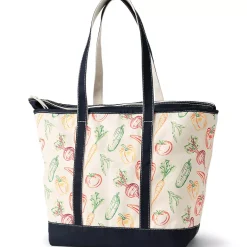 Medium Print 5 Pocket Open Top Canvas Tote Bag