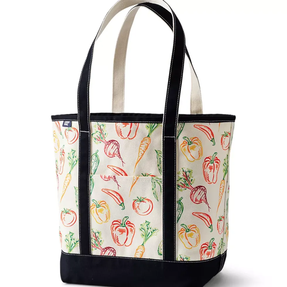 Medium Print 5 Pocket Open Top Canvas Tote Bag