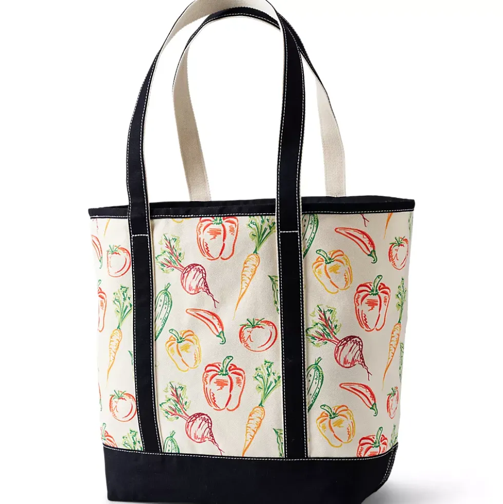 Medium Print 5 Pocket Open Top Canvas Tote Bag