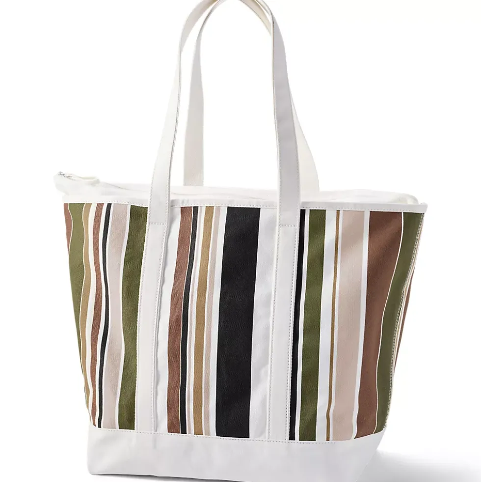 Medium Print 5 Pocket Open Top Canvas Tote Bag