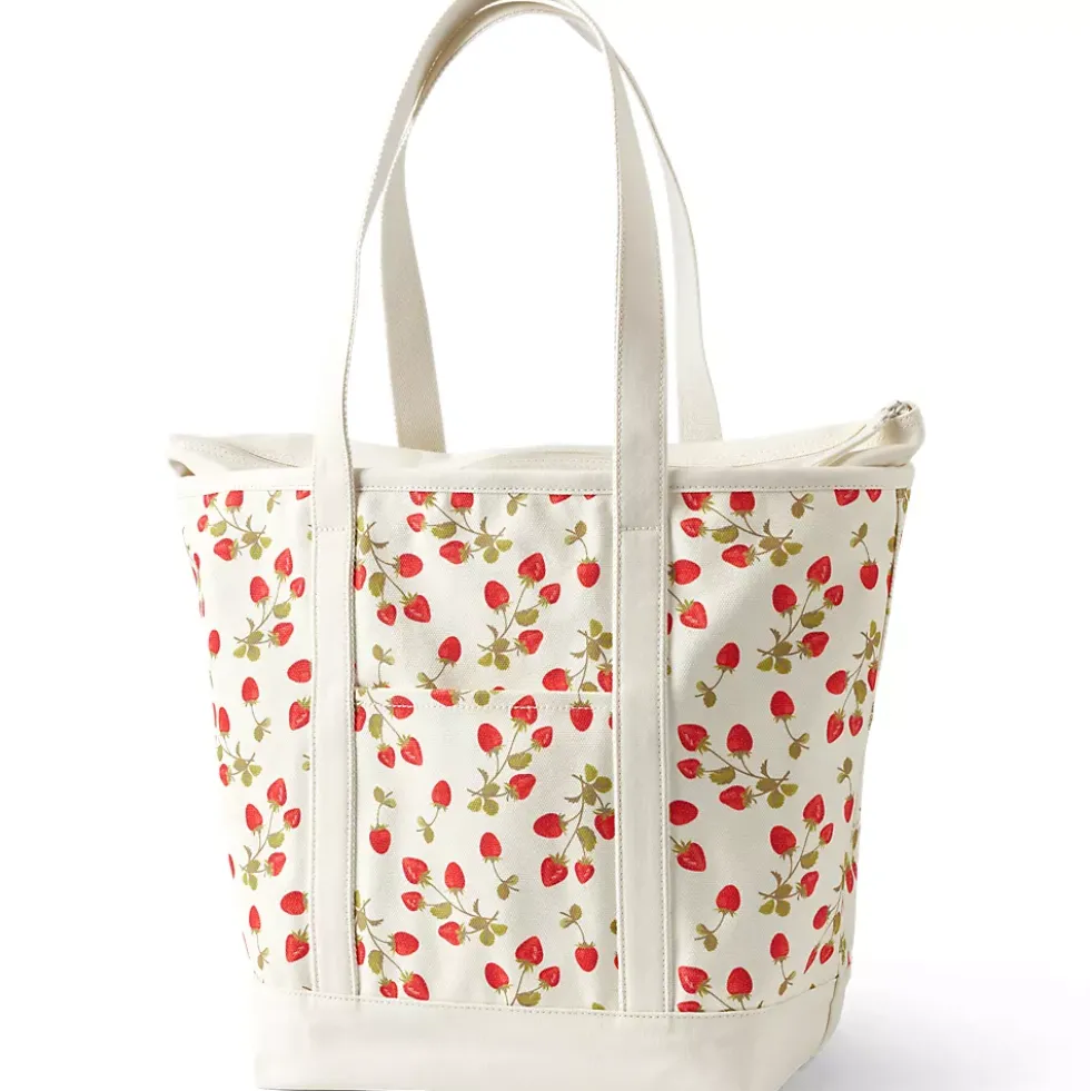 Medium Print 5 Pocket Open Top Canvas Tote Bag