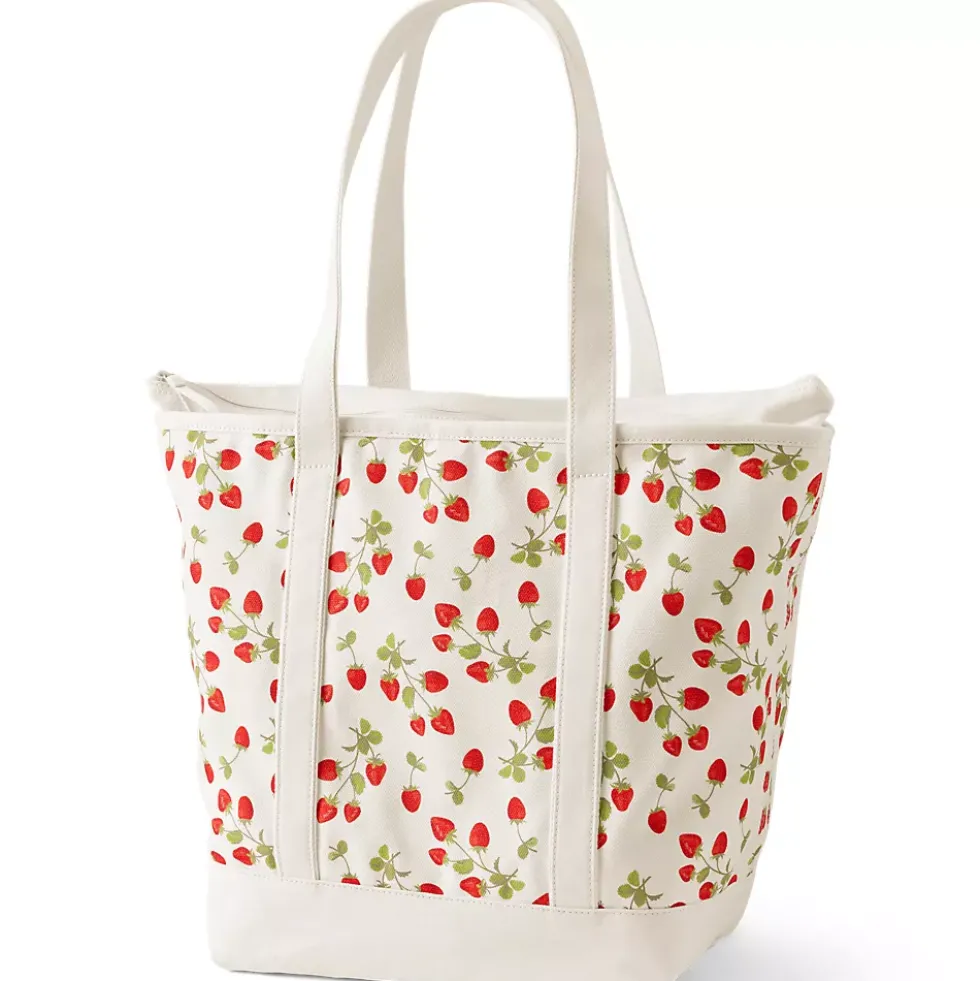 Medium Print 5 Pocket Open Top Canvas Tote Bag