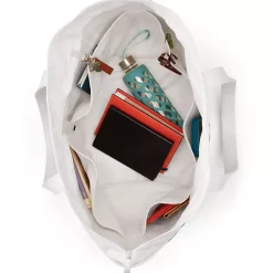 Medium Print 5 Pocket Open Top Canvas Tote Bag