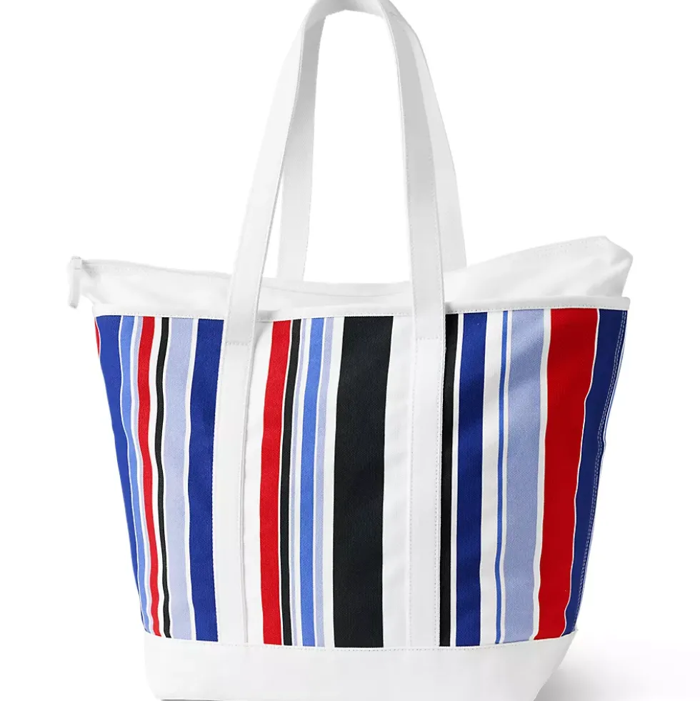 Medium Print 5 Pocket Open Top Canvas Tote Bag