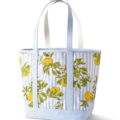 Medium Print 5 Pocket Open Top Canvas Tote Bag