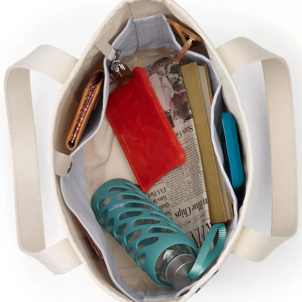 Medium Print 5 Pocket Open Top Canvas Tote Bag