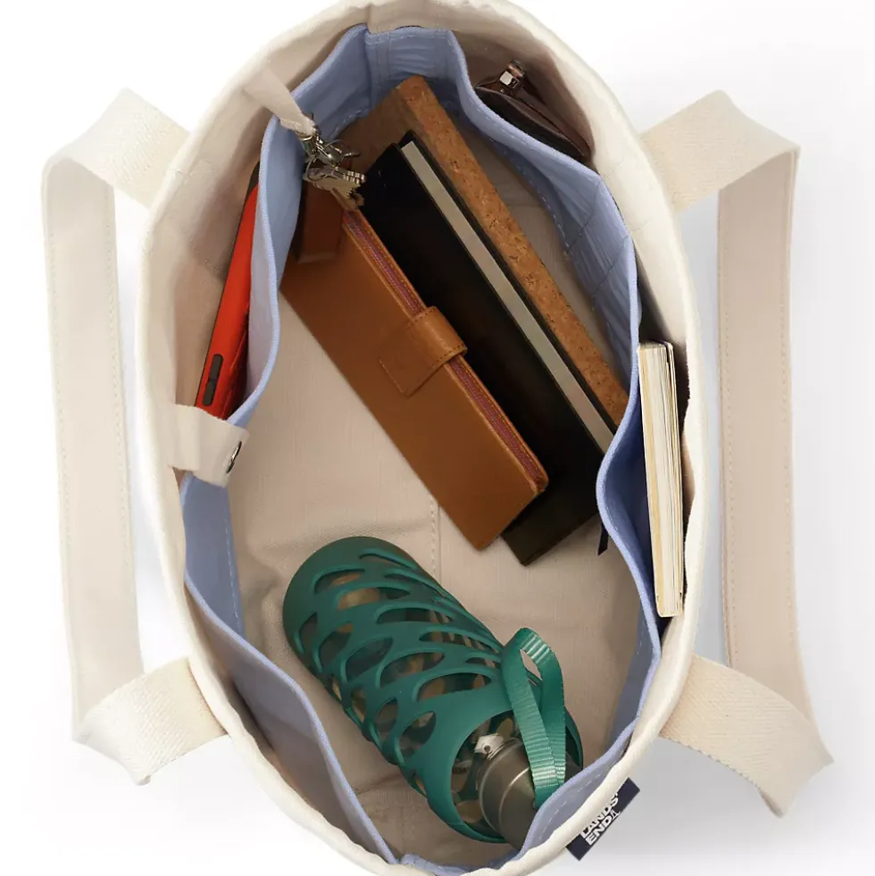 Medium Print 5 Pocket Open Top Canvas Tote Bag