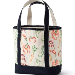 Medium Print 5 Pocket Open Top Canvas Tote Bag