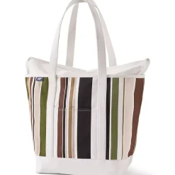 Medium Print 5 Pocket Open Top Canvas Tote Bag