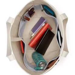 Medium Print 5 Pocket Open Top Canvas Tote Bag