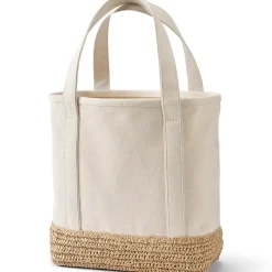 Medium Raffia Open Top Canvas Tote Bag