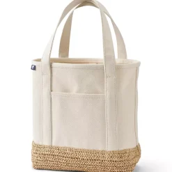 Medium Raffia Open Top Canvas Tote Bag