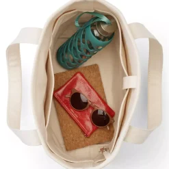 Medium Raffia Open Top Canvas Tote Bag