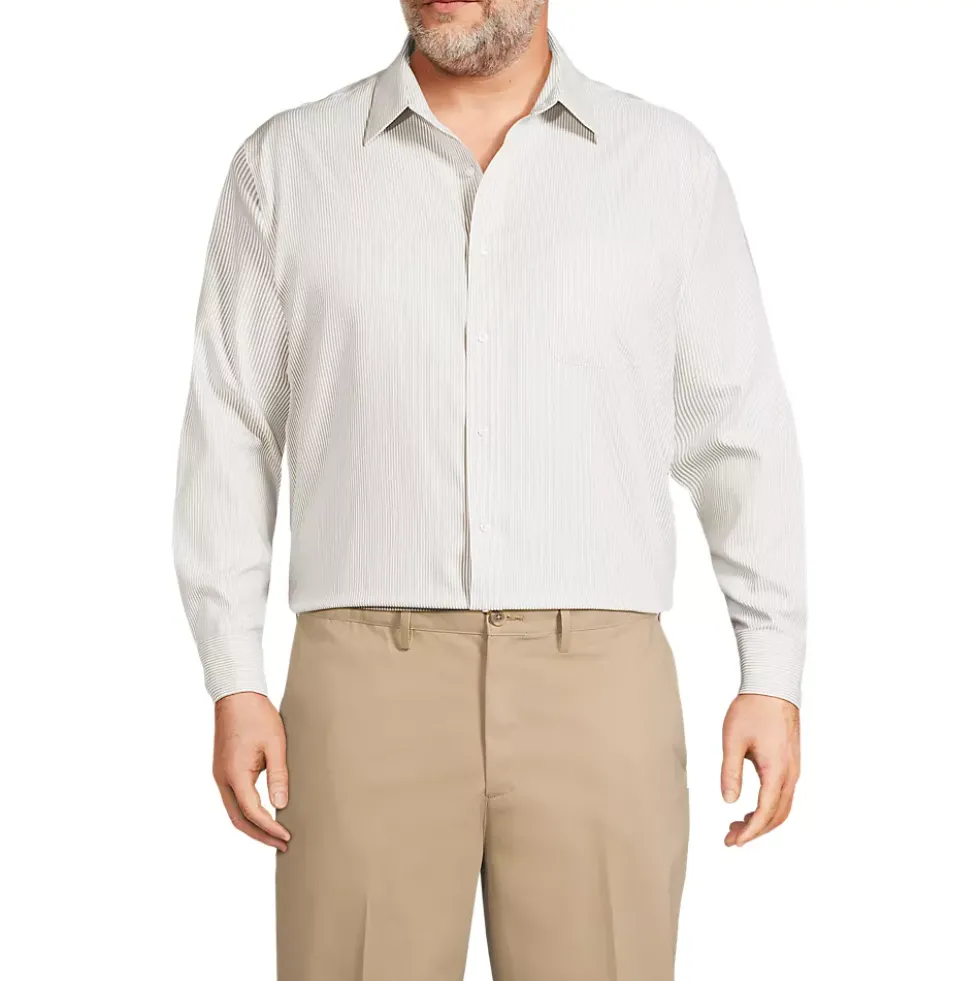 Men's Big and Tall Pattern No Iron Supima Pinpoint Straight Collar