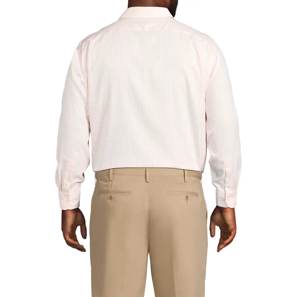 Men's Big and Tall Pattern No Iron Supima Pinpoint Straight Collar