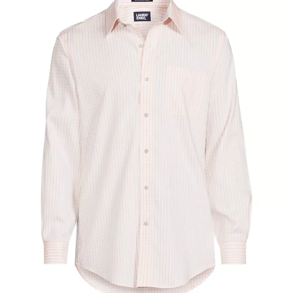 Men's Big and Tall Pattern No Iron Supima Pinpoint Straight Collar