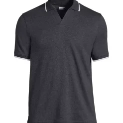 Men's Big Supima Short Sleeve Tipped Johnny Collar Polo Shirt