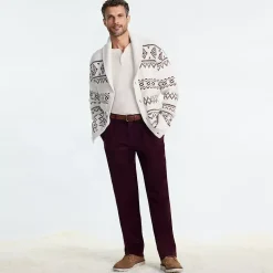 Men's Corduroy Comfort Waist Classic Fit Pleated Front Pant