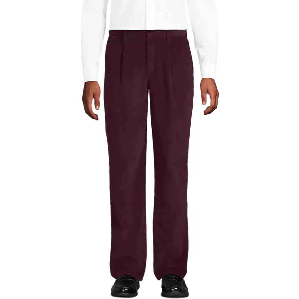 Men's Corduroy Comfort Waist Classic Fit Pleated Front Pant