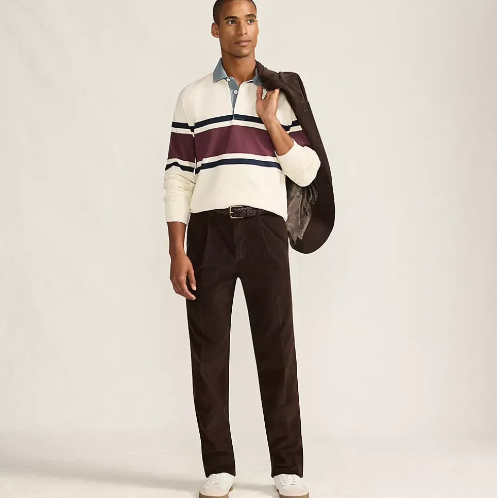 Men's Corduroy Comfort Waist Classic Fit Pleated Front Pant
