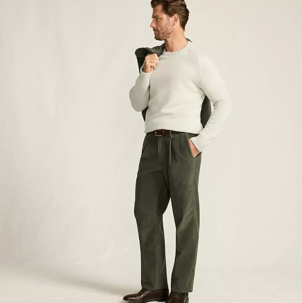Men's Corduroy Comfort Waist Classic Fit Pleated Front Pant