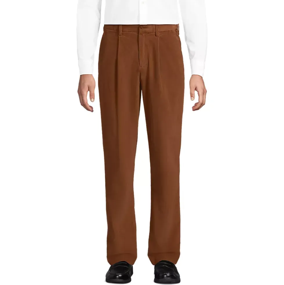 Men's Corduroy Comfort Waist Classic Fit Pleated Front Pant