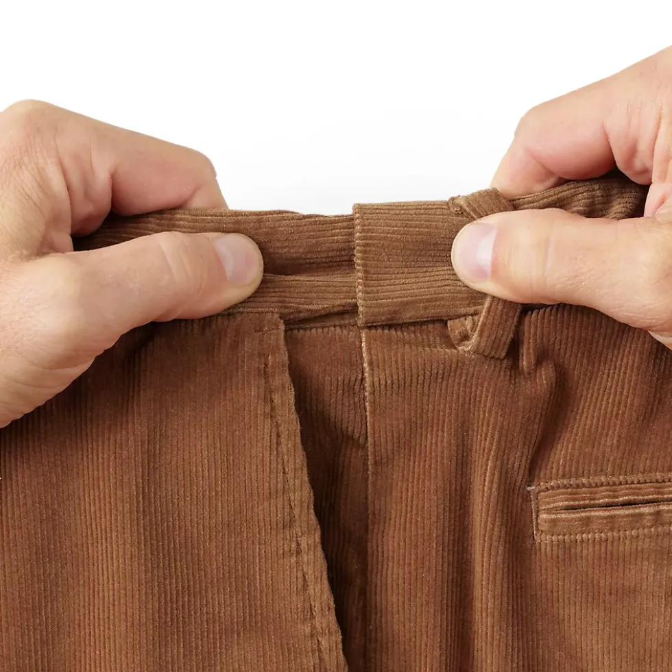 Men's Corduroy Comfort Waist Classic Fit Pleated Front Pant