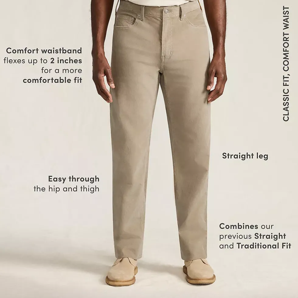 Men's Corduroy Comfort Waist Classic Fit 5 Pocket Pant