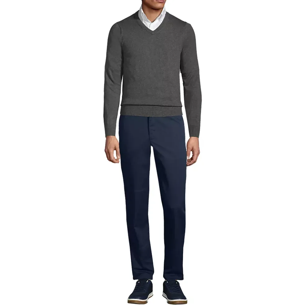 Men's Cotton Modal Fine Gauge V-neck Sweater