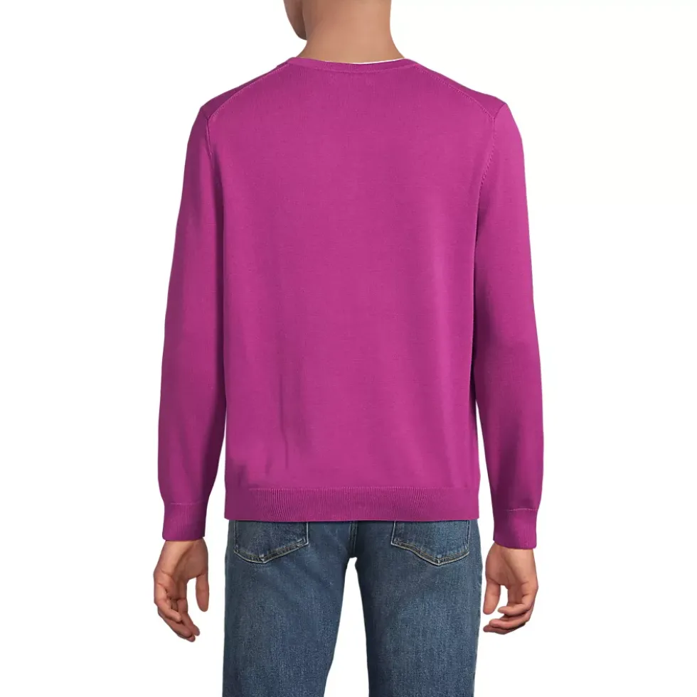Men's Fine Gauge Cotton V Neck Sweater