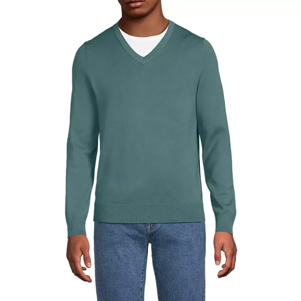 Men's Fine Gauge Cotton V Neck Sweater