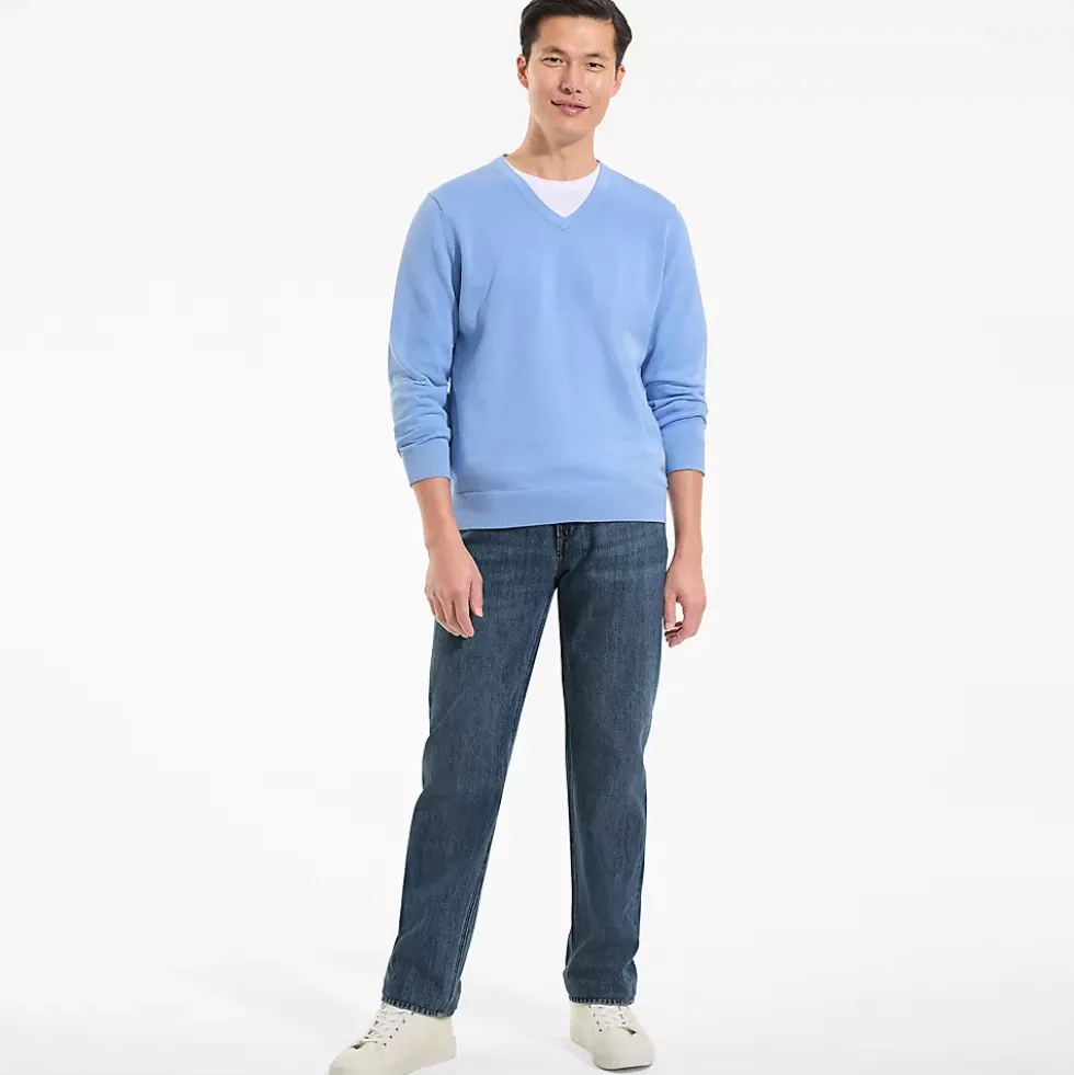 Men's Fine Gauge Cotton V Neck Sweater