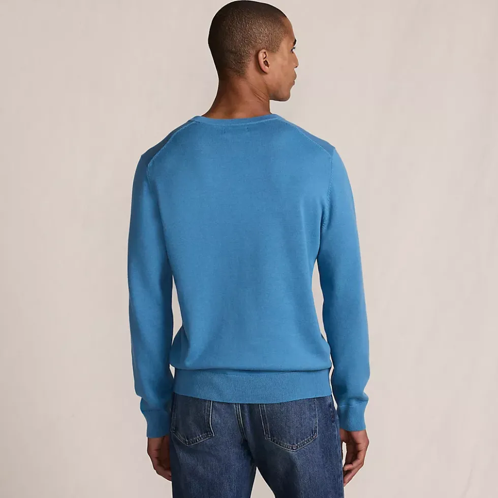 Men's Fine Gauge Cotton V Neck Sweater