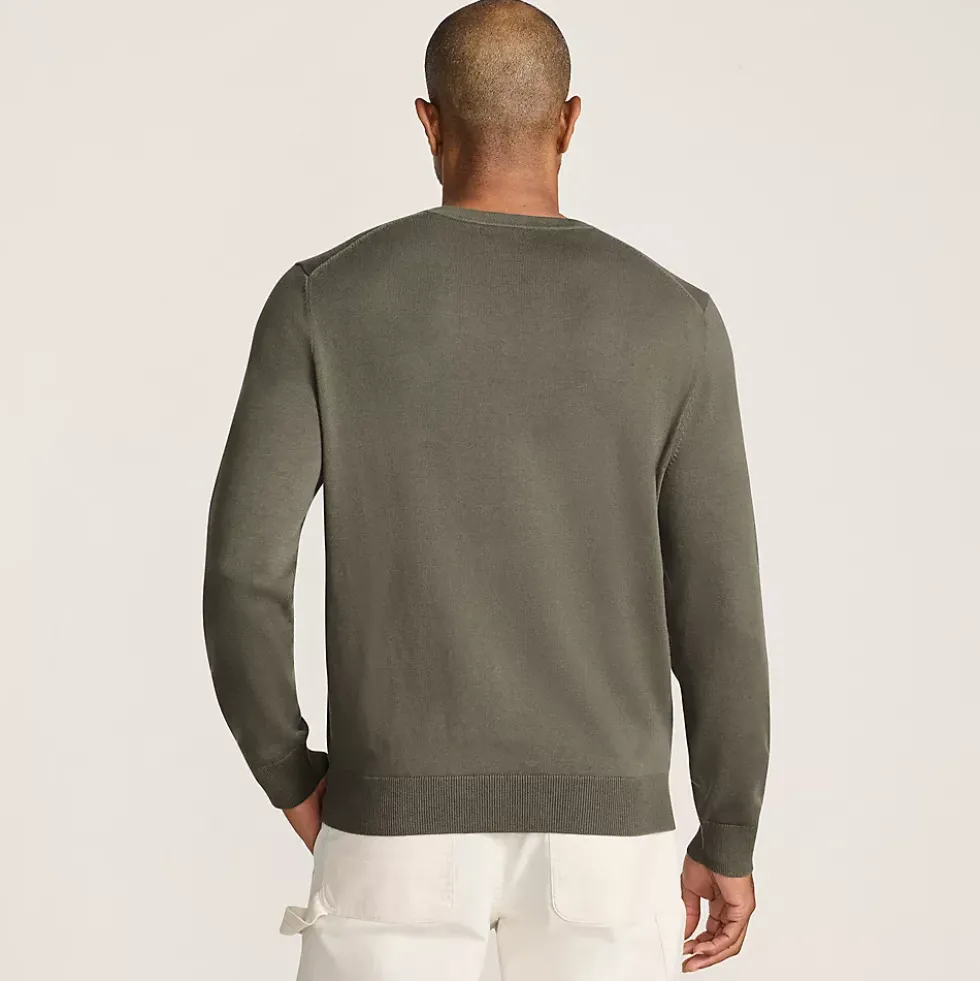 Men's Fine Gauge Cotton V Neck Sweater