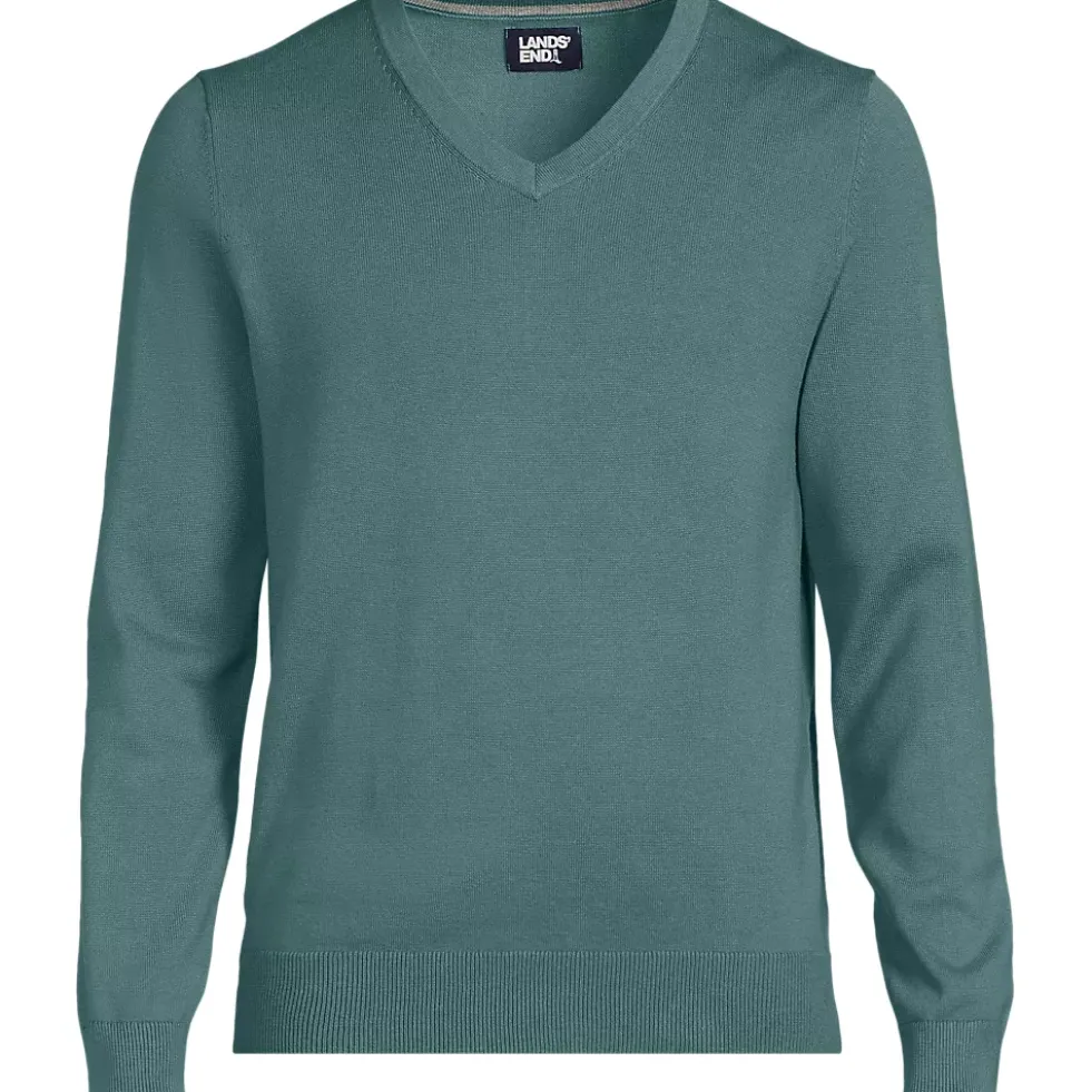 Men's Fine Gauge Cotton V Neck Sweater