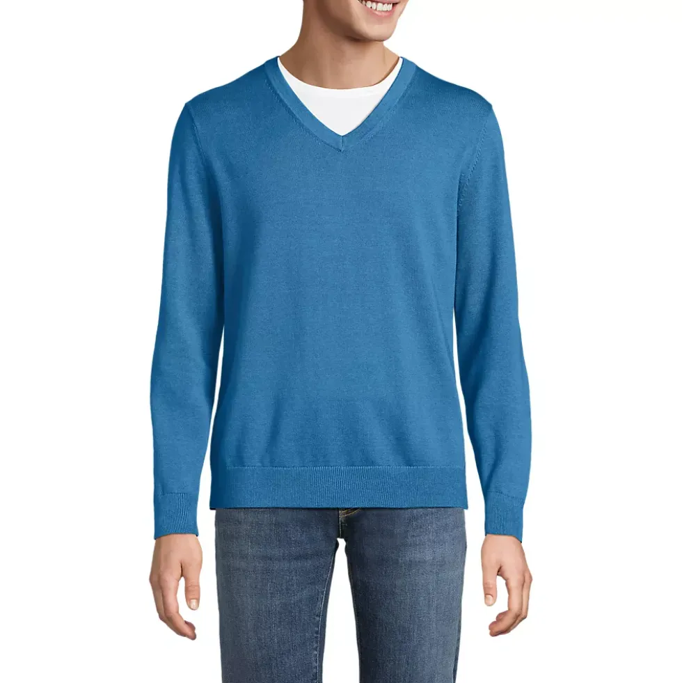 Men's Fine Gauge Cotton V Neck Sweater
