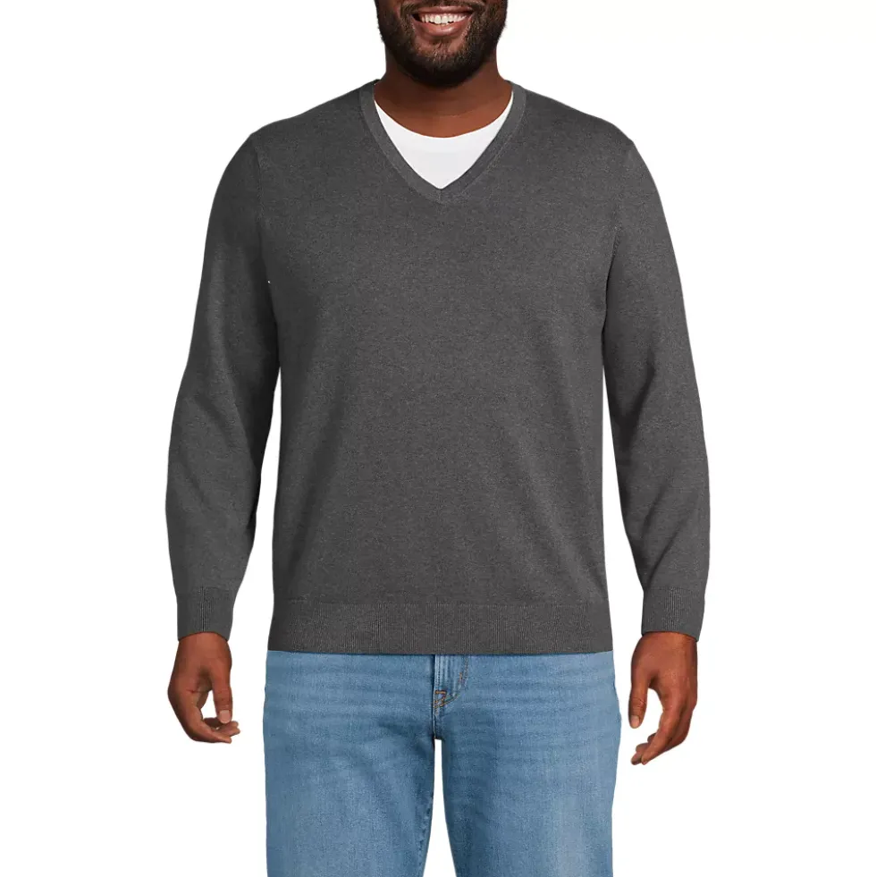 Men's Fine Gauge Cotton V Neck Sweater