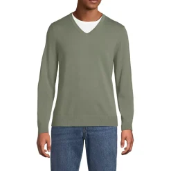 Men's Fine Gauge Cotton V Neck Sweater