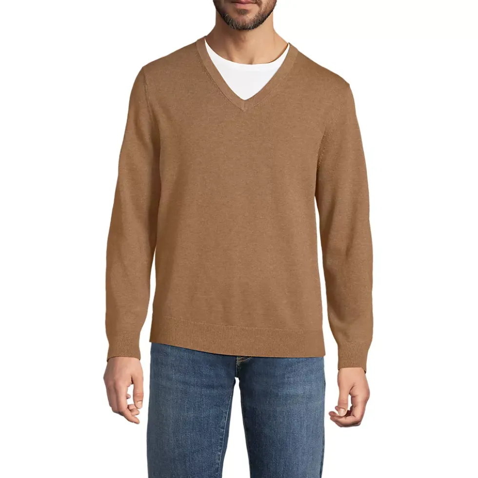 Men's Fine Gauge Cotton V Neck Sweater