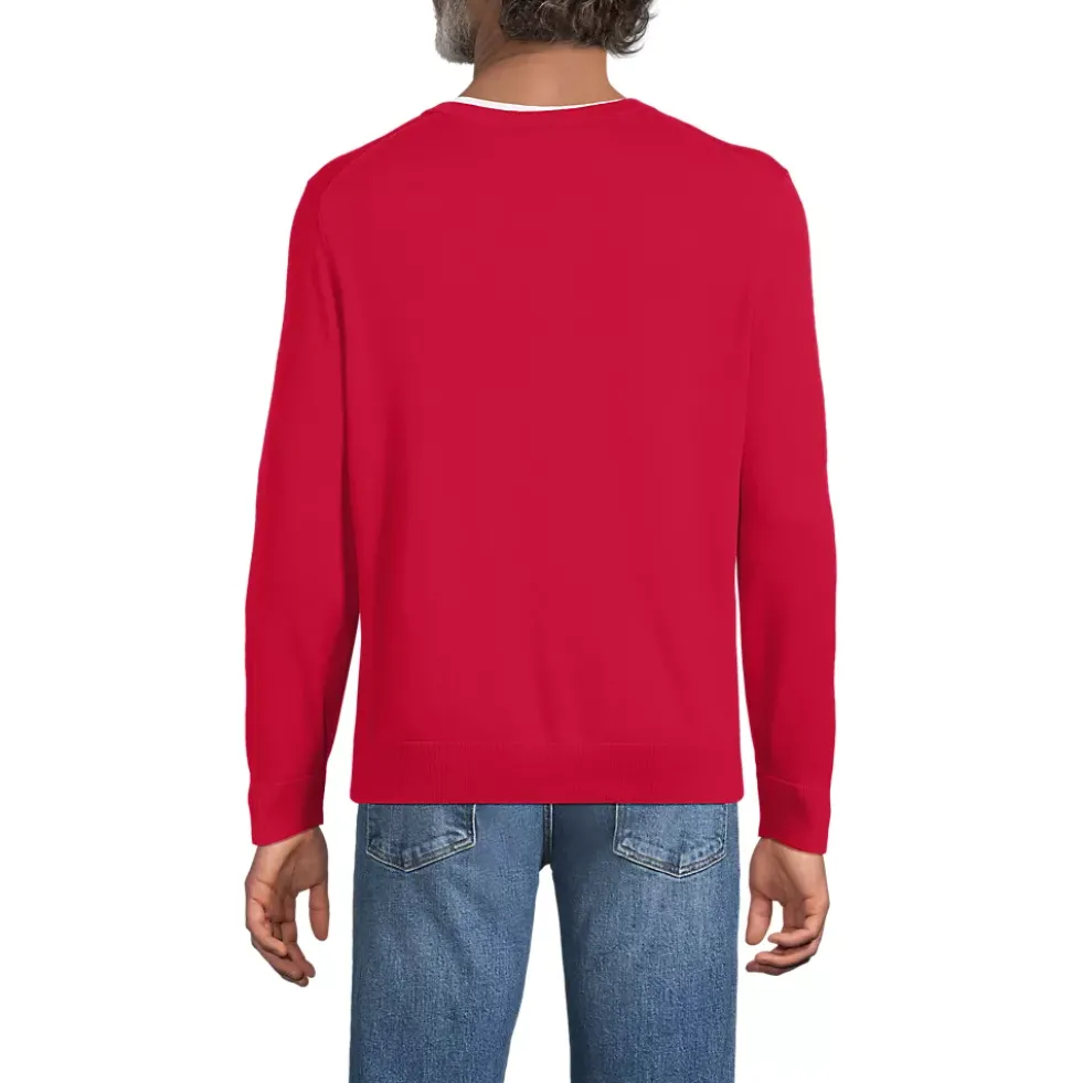 Men's Fine Gauge Cotton V Neck Sweater