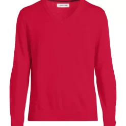 Men's Fine Gauge Cotton V Neck Sweater