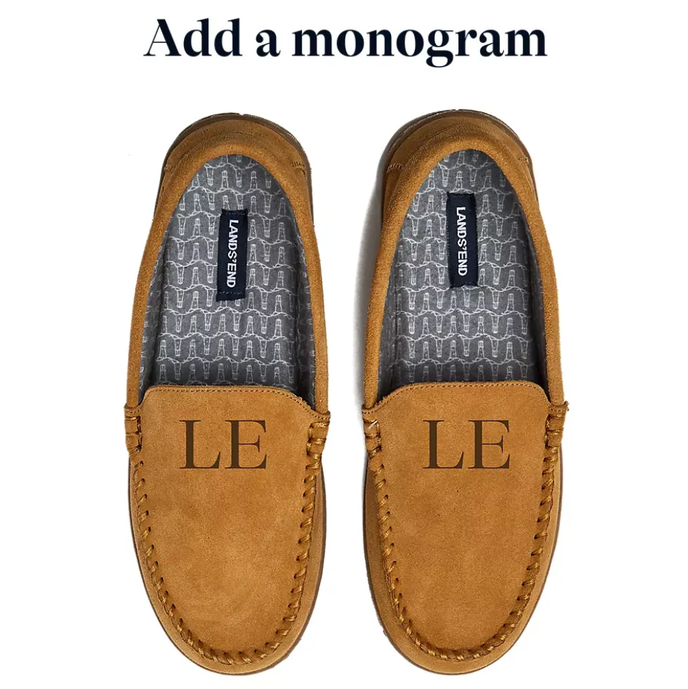 Men's Flannel Lined Suede Slip On Moccasin Slippers