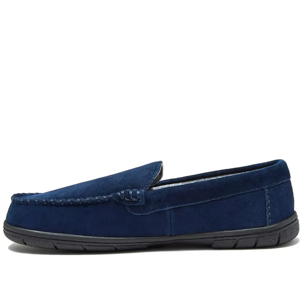 Men's Flannel Lined Suede Slip On Moccasin Slippers