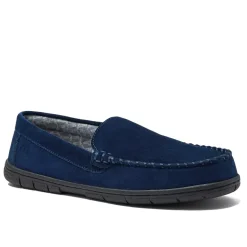 Men's Flannel Lined Suede Slip On Moccasin Slippers