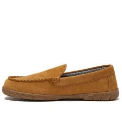 Men's Flannel Lined Suede Slip On Moccasin Slippers