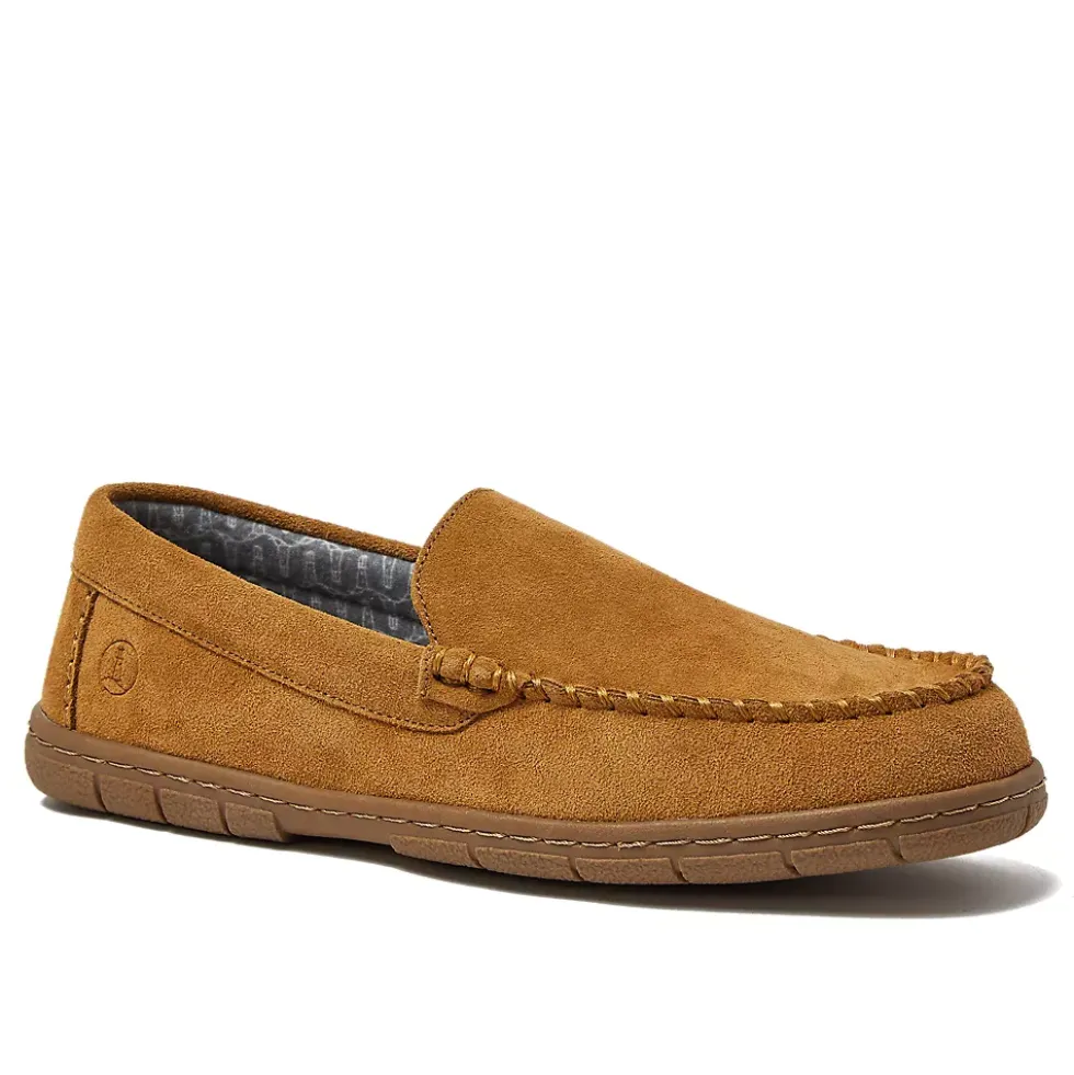 Men's Flannel Lined Suede Slip On Moccasin Slippers