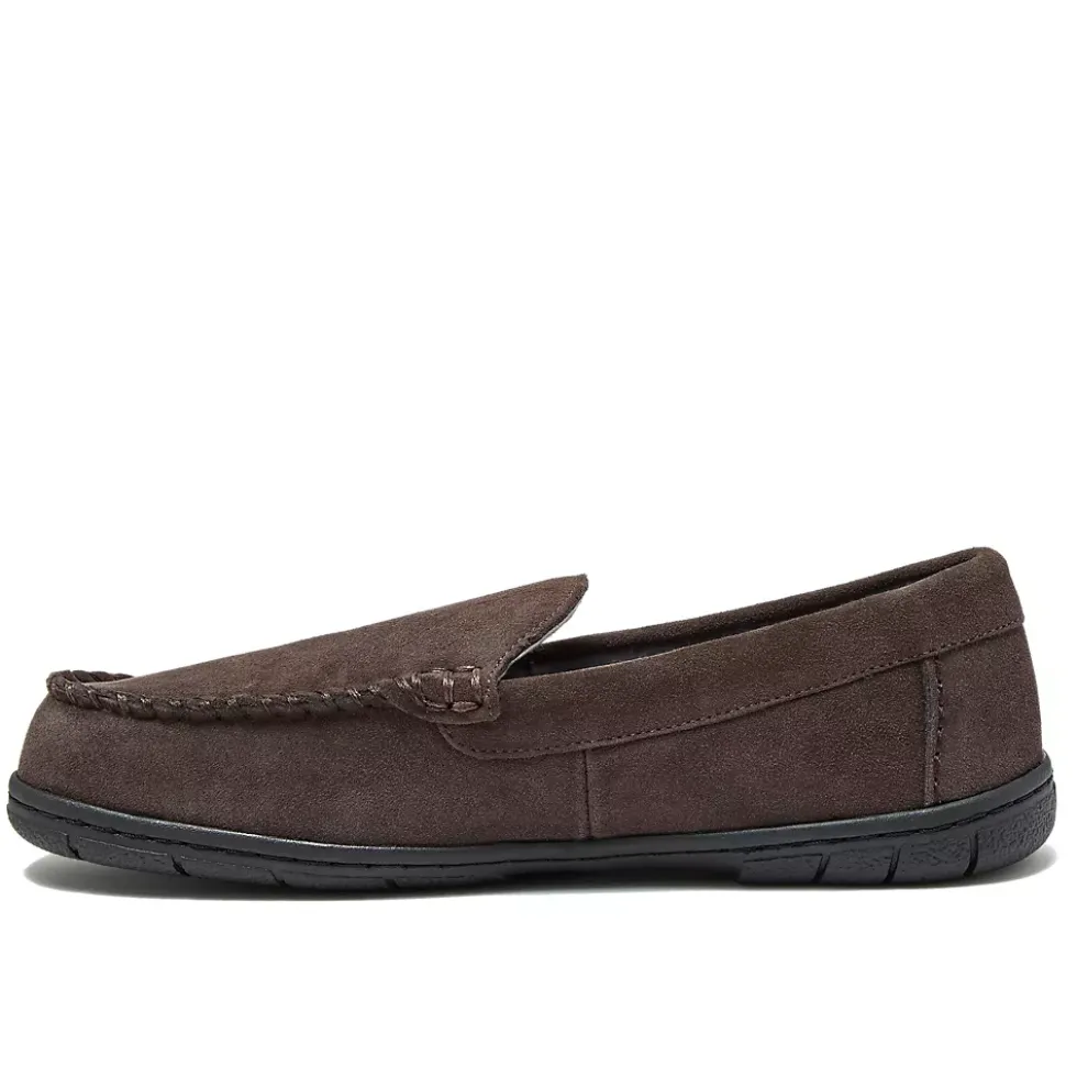 Men's Flannel Lined Suede Slip On Moccasin Slippers